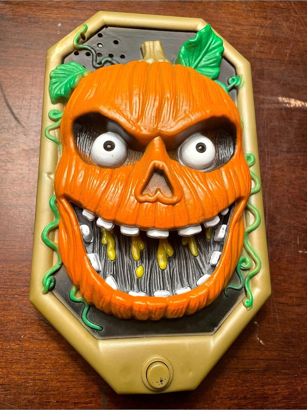 Vintage Halloween Animated Pumpkin Talking Doorbell Decoration WORKING 1995